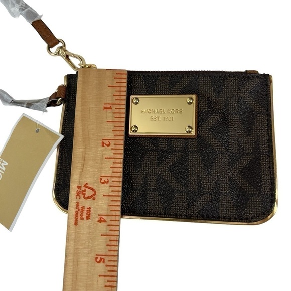Michael Kors Jet Set Wristlet - Brown Gold hardware Wallet Clutch bag mini purse - Picture 10 of 10